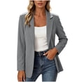 thumbnail image 4 of GERsome Women's Blazer Long Sleeve Business Casual Open Front Lapel Work Suit Jacket Gray L, 4 of 6