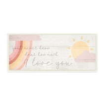 Stupell Industries How Much I Love You Phrase Pink Rainbow Inspirational Painting Unframed Art Print Wall Art, 7 x 17