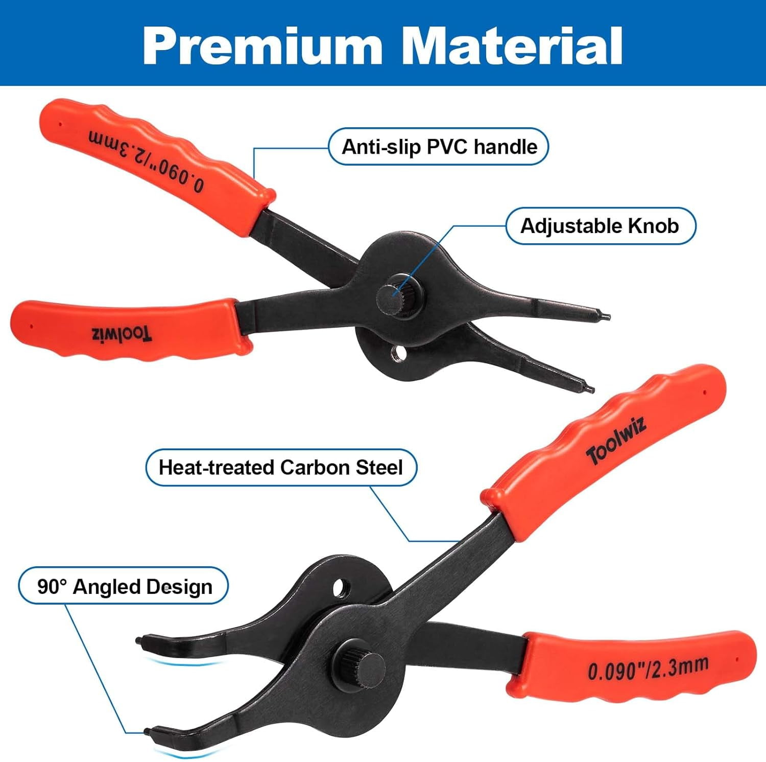 Snap Ring Set, 10 Pcs Internal & External Retaining Ring Circlip C Clip , Heavy Duty Bent Straight Automotive Tools, Include Hook, Pick, and Storage Case