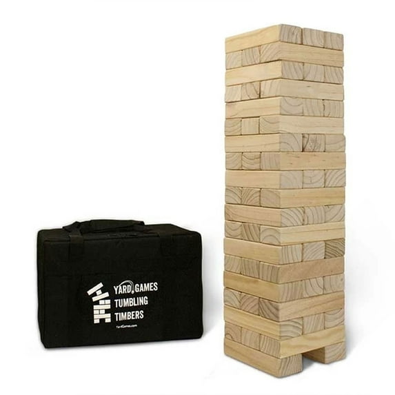 Open Box YardGames Giant Tumbling Wood Stacking Game 56 Natural Pine Blocks