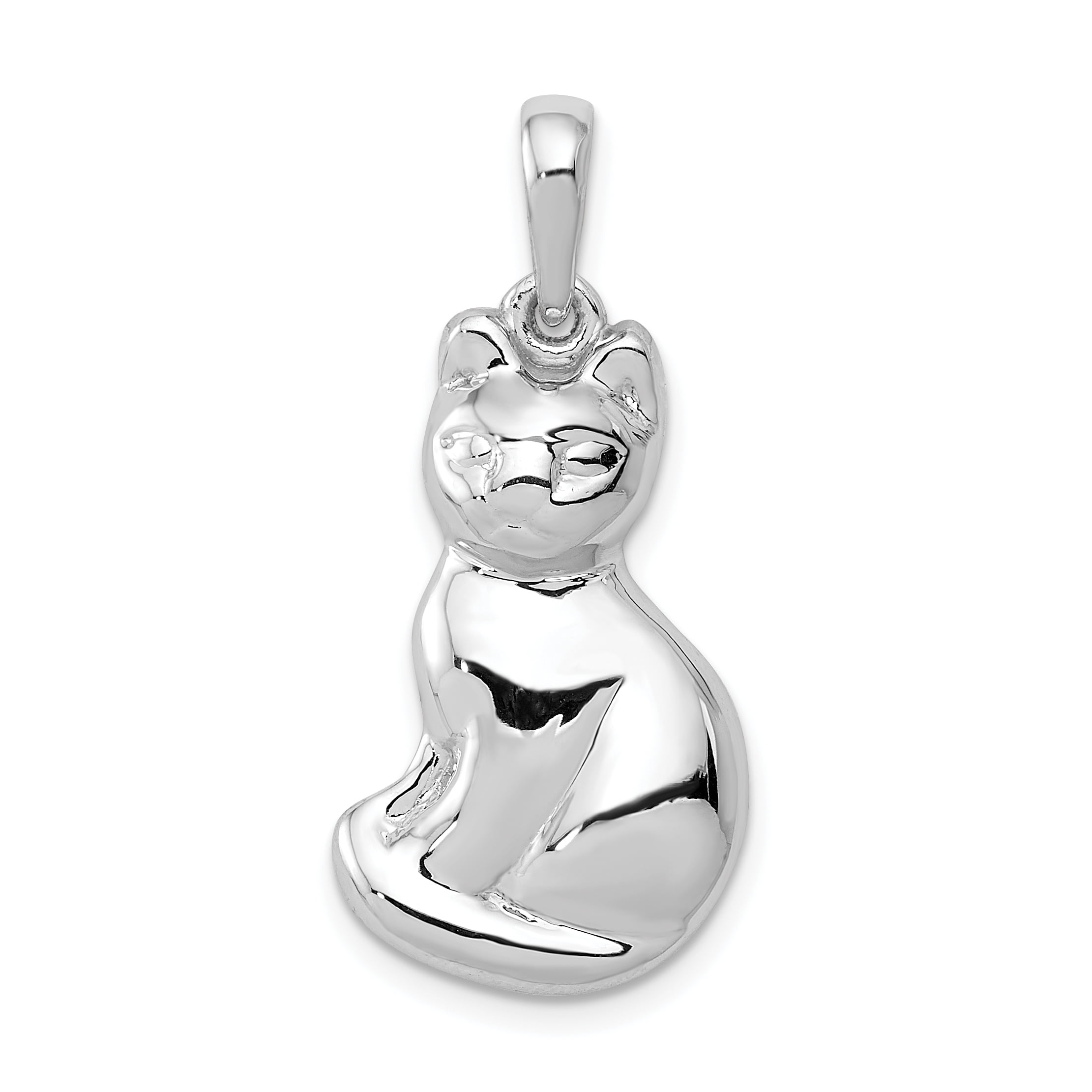 Jewelry 14k White Gold Cat Pendant