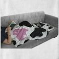 thumbnail image 6 of Cow Print Soft Flannel Fleece Throw Blanket, Camouflage Hide Skin Pattern in Pastel Color Shades Heart Shape Moo, Cozy Plush for Indoor and Outdoor Use, 70" x 90", Pink Black White, by Ambesonne, 6 of 6