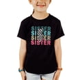 thumbnail image 4 of Trendy Sister Shirt for Girls Checkered Lightning Bolt Graphic T-Shirt Black Shirt 18 Months, 4 of 5