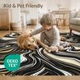 thumbnail image 4 of ODIKA 2'x3' Washable Throw Rug Bold Veined Streaks Flow Symmetrical Motif Vein Abstract Swirl Refined for Hallway, Study Room, Non-Slip Low Profile, Flatwoven, 4 of 7