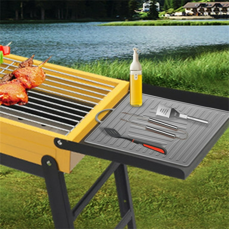 Grill Cooking Sheets Rubber Mat for Floor Barbecue Grill Parts And Pieces Outdoor Grill Pan with Holes Stove Mat for Floor Oven Mat Reusable Nonstick Baking Mat Grill Mate Indoor Grill Silicone