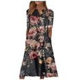 thumbnail image 1 of Robe Maxi Grande Taille Robe à Manches Courtes Col en V pour Femmes Robe Décontractée Imprimée avec Poches Robe à Manches Courtes en Liquidation, 1 of 6