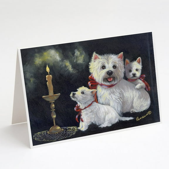 Westie Westie's Aglow Greeting Cards and Envelopes Pack of 8
