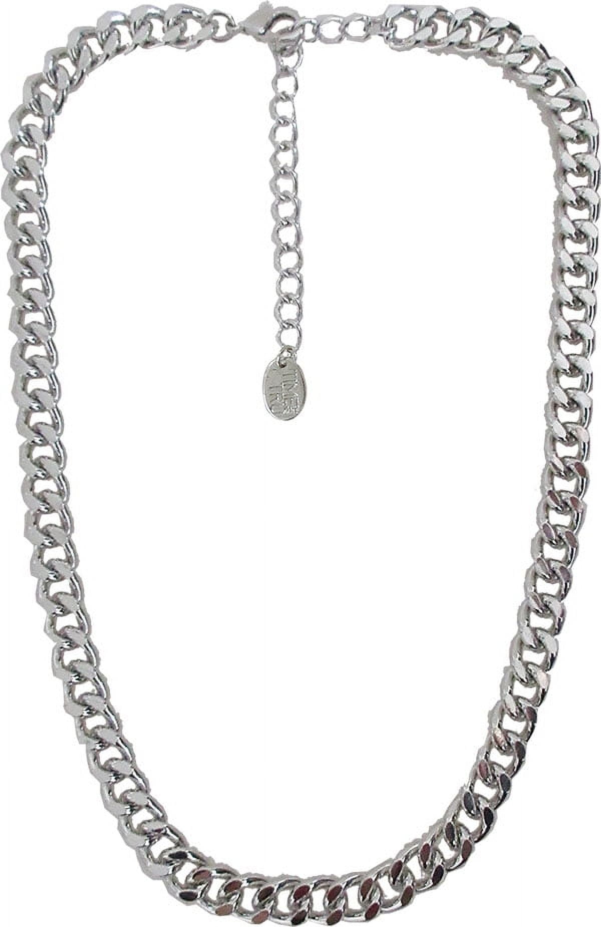 Time and Tru Women's Silver Tone Chunky Curb Chain Necklace 17" with Extender