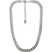 Time and Tru Women's Silver Tone Chunky Curb Chain Necklace 17" with Extender