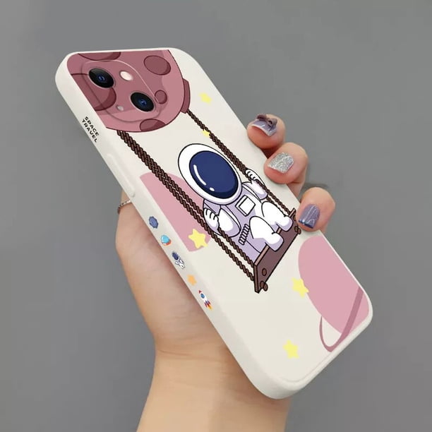 Funda de silicona cuadrada con dibujos de astronauta para iPhone, carcasa trasera a prueba de golpes para modelos 11, 12, 13, 14 Pro Max, Mini, XR, X, XS, 7, 8 Plus, SE 2020 Fivean unisex
