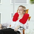 thumbnail image 4 of LACKUST Comfortable Travel Neck Pillow - PVC Flocked U-Shaped Cushion for Aviation, Outdoor, Home Use, Portable Inflatable Cervical Support Pillow with Soft Velour Cover,Red, 4 of 6