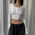 thumbnail image 1 of Top plisado Slim Fit Estilo sexy Ladies Bodycon Top Color sólido Streetwear Outfit Hugtrwg Para estrenar, 1 of 9