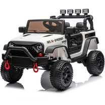 iRerts 24V Ride on Cars, Powered Ride on Truck Toys with Remote Control, Bluetooth, Music, USB/AUX Ports, LED Light, 4 Wheel Suspension, Kids Cars Electric Vehicles for Boys Girls Ages 3-6, White