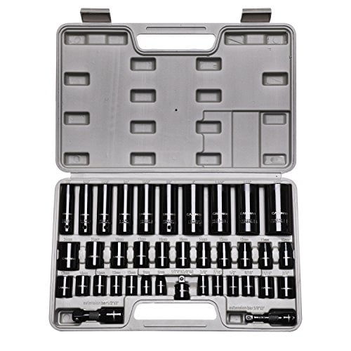 Casoman Complete 3 8 And 1 2 Drive Impact Socket Set Inch Sae Metric Cr V 6 Point 3 8 1 1 4 8 Mm 32 Mm Deep Shallow 38 Piece Impact Socket Set Walmart Com Walmart Com