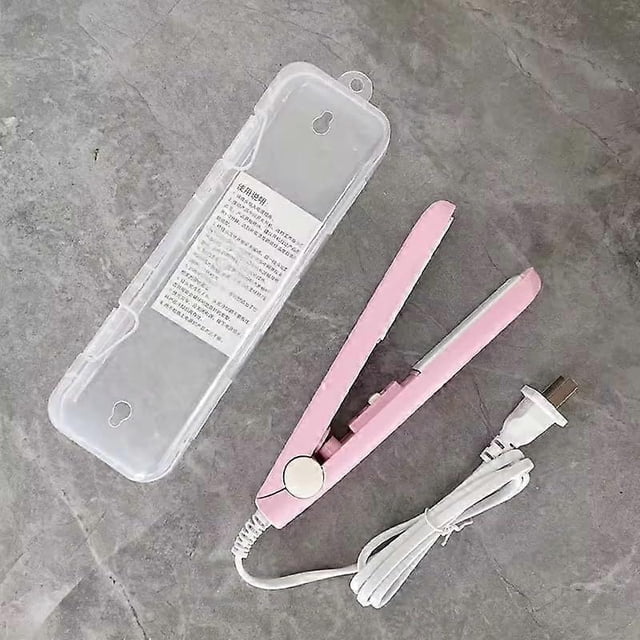 Mini plancha alisadora y rizador de cerámica 2 en 1, 1/2 pulgada, para cabello corto y fino, color rosa.