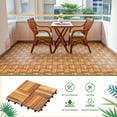 thumbnail image 3 of Pack of 20 Deck Tiles - 12"x12" Interlocking Natural Solid Acacia Wood for Outdoor & Indoor, Patio Garden, Balcony, Poolside - Natural Color, 3 of 6