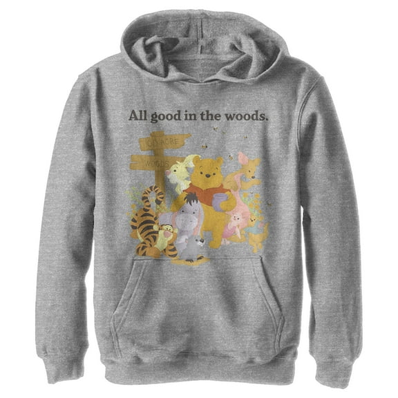 Boy's Winnie the Pooh All Good in the Woods  Pull Over Hoodie Athletic Heather Medium