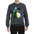 thumbnail image 2 of Earth Wolf Trees Mountains Nature Animal Lover Unisex Crewneck Graphic Sweatshirt, Charcoal, Large, 2 of 3