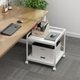 thumbnail image 5 of 20 Inches Deep Large Printer Stand, 2 Tier Under Desk Printer Table with Height Adjustable Shelf, Rolling Printer Cart with Wheels for Home Office Storage - White, 5 of 12