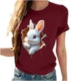 thumbnail image 4 of Tops de Cuello Alto para las Mujeres Amante Impreso Camiseta Cuello Redondo Manga Corta, Poliéster Spandex, 4 of 7