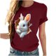 thumbnail image 3 of Tops de Cuello Alto para las Mujeres Amante Impreso Camiseta Cuello Redondo Manga Corta, Poliéster Spandex, 3 of 7