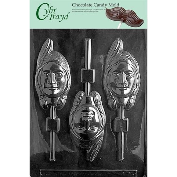 Cybrtrayd T035 Indian Head Girl Lolly Life of the Party Chocolate Candy Mold with Exclusive Cybrtrayd Copyrighted Chocolate Molding Instructions