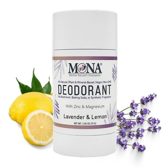 MONA BRANDS All Natural Magnesium Deodorant for Women & Men | Lavender & Lemon | Baking Soda & Aluminum Free | (2.65 Oz)