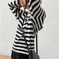 thumbnail image 6 of VISALY Pullover Crewneck Sweatshirt Striped Sweater Round Neck Knitted Pure Color Sweater Autumn Winter Classic Top Sweaters Crochet Sweaters Sweatshirts Loose Fit Hoodie Fitted Sweater Black L, 6 of 7