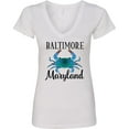thumbnail image 3 of Inktastic Baltimore Maryland Vacation Blue Crab Women's V-Neck T-Shirt, 3 of 5