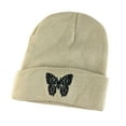 thumbnail image 2 of D-GROEE Knitted Winter Beanies Butterflies Embroidery Harajuku Style Acrylic Fiber Warm Skull Cap Cuff Watch Hat for Men or Women, 2 of 8