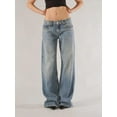 thumbnail image 3 of Rdhnmea Women's Fall Jeans Loose Solid Low Rise Wide Leg Denim Pants, 3 of 8