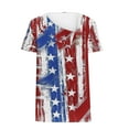 thumbnail image 4 of Qetyuw 4th of July Shirts for Women Proud Patriotic USA Flag Pattern Tshirts Elegant Short Sleeve Tees Breathable V Neck Buttons Blouses Tops Work Tops for Women, 4 of 5