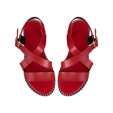 

LWVITH Women Slingback Sandals Ladies Comfy Shoes Womens Beach Sandals Casual Shoes Open Toe Wedge Heel Shoes Red 5.5