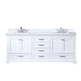 thumbnail image 2 of 80 In. W X 22 D White Double Bath Vanity With Marble Top & Faucet - Soft Close, To Scratches And Stains, Abundant Storage Two Cabinets Six Drawers Inside Furniture Countertop Sufficient, 2 of 7