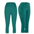 thumbnail image 2 of Holiday Sales! lcziwo High Waisted Capri Leggings for Women with Pockets Running Cycling Workout Soft Cropped Yoga Pants Casual Tummy Control Stretchy Tight Capris Green XL, 2 of 9