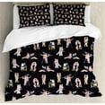 thumbnail image 1 of Kissing Duvet Cover Set Queen Size, A Pair of Couple Snowboarders and Skiers Hugging Sitting Posing on Dotted Backdrop, Decorative 3 Piece Bedding Set with 2 Pillow Shams, Multicolor, by Ambesonne, 1 of 3