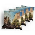 thumbnail image 5 of Ambesonne Urban Throw Pillow Cover 4 Pack, Beverly Hills Street View, 20", Pale Blue Peach Green, 5 of 7