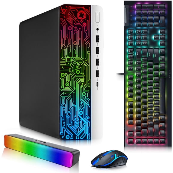 Restored BTO BX6G3 Gaming Desktop PC – Intel Core i7-6700 6th Gen – 16GB DDR4 RAM – 1TB SSD – AMD RX 550 4GB GDDR5 – RGB Keyboard & Mouse – RGB SoundBar – WiFi – Windows 11 Pro