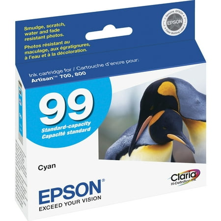 Epson, EPST099220S, Claria No. 99 Standard Capacity Cyan Ink Cartridge, 1 Each