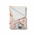 thumbnail image 2 of Eyebrow Soft Flannel Fleece Blanket, Dotted Half of a Women's Face with Butterfly Lady Motifs in Pastel Colors Print, Cozy Plush for Indoor and Outdoor Use, 70" x 90", Pink and Coral, by Ambesonne, 2 of 6
