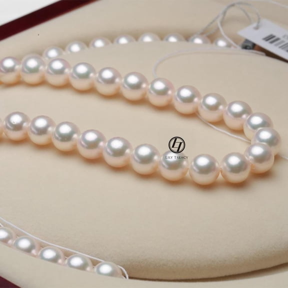 Lily Treacy Japanese Akoya Pearl Necklace UNSTRUNG 8-8.5mm fully drilled Strand WITHOUT clasp for DIY