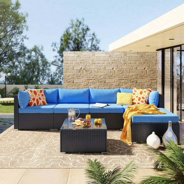 6 Piece Patio Furniture Set Small, Small Patio Sectional