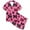 Hot Pink, variant on Hienoo Girls Sleepwear Pajamas Cherry Bow Print Short Sleeve Loungewear Set, Sizes 2-3