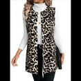thumbnail image 3 of Chaleco Abierto con Estampado de Leopardo para Mujer, Chaqueta Vintage Sin Mangas Caqui L, 3 of 7