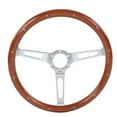 thumbnail image 4 of Qiilu Steering Wheel, 380mm 15in Classic Steering Wheel Assembly Walnut Grip 3 Spoke Riveted 6 Hole Universal Modification, 4 of 8