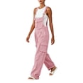 thumbnail image 6 of TEAJOPSUU Womens Cargo Overalls Wide Leg Cuff Hem Jumpsuits Adjustable Strap Bib Pants with Pockets Casual Streetwear Pink, 6 of 6