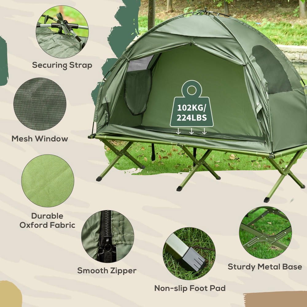 Resenkos Camping Tent Cot, Single Person Folding Cot Combo, Off-Ground Tent with Covered Outdoor Bed and Carry Bag