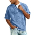 thumbnail image 2 of GrmtClth Denim Shirts for Men 2026 Distressed Washed Short Sleeve Tee Breathable Henley Top Trend Button Blouses Blue M, 2 of 8