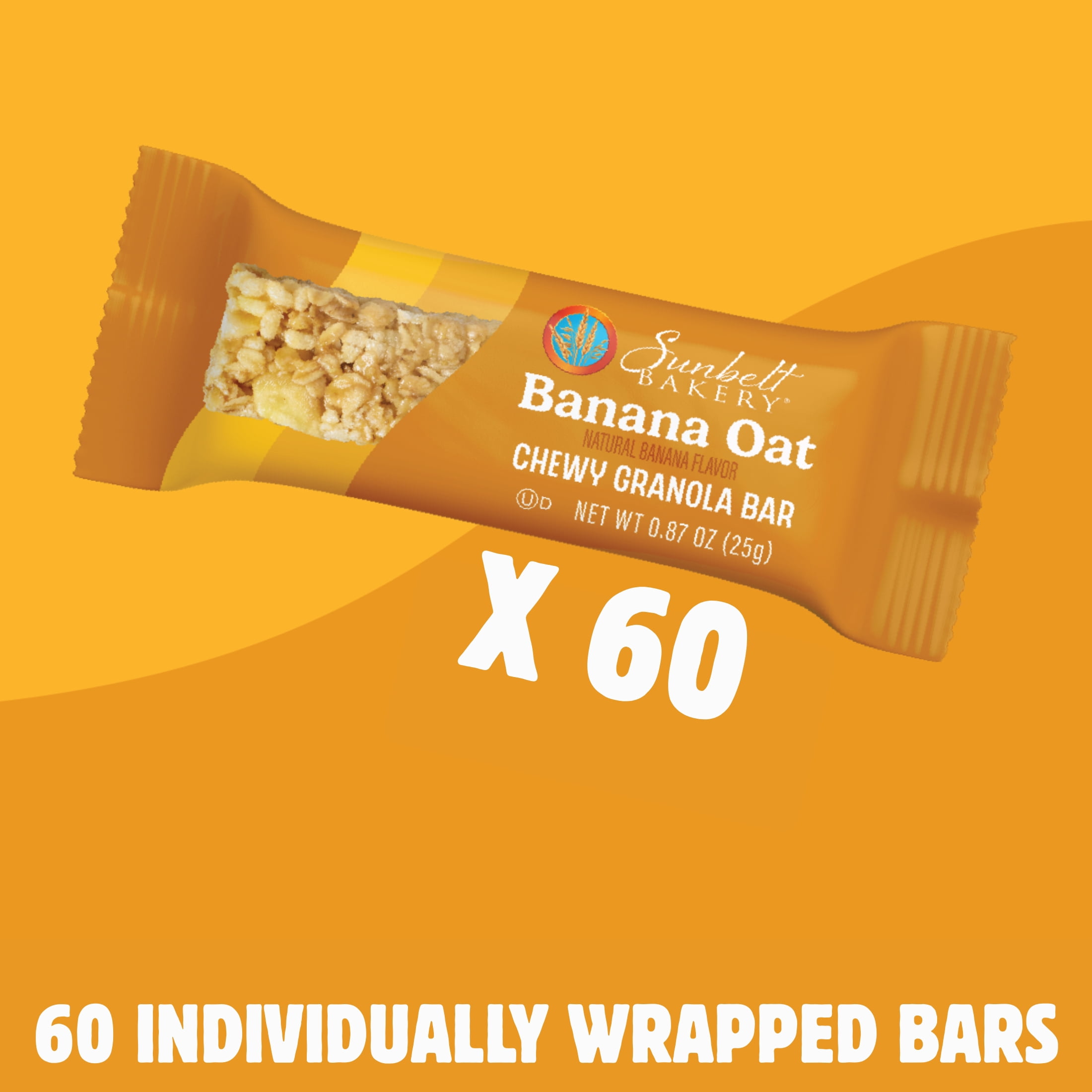 Sunbelt Bakery Banana Oat Chewy Granola Bars, 60 Bars (6 Boxes), 52.74 Oz
