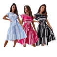 thumbnail image 3 of Qarigey Vestido estampado para mujer, jersey de cuello redondo, moda Primavera Verano, vacaciones en la playa, viaje, ropa y cómoda para mujer Vestidos Azul Qarigey AP016570-01, 3 of 6